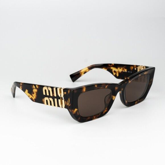 NEW Miu Miu MU09WS VAU06B GLIMPSE Honey Havana Brown Rectangle Women Sunglasses main image 4